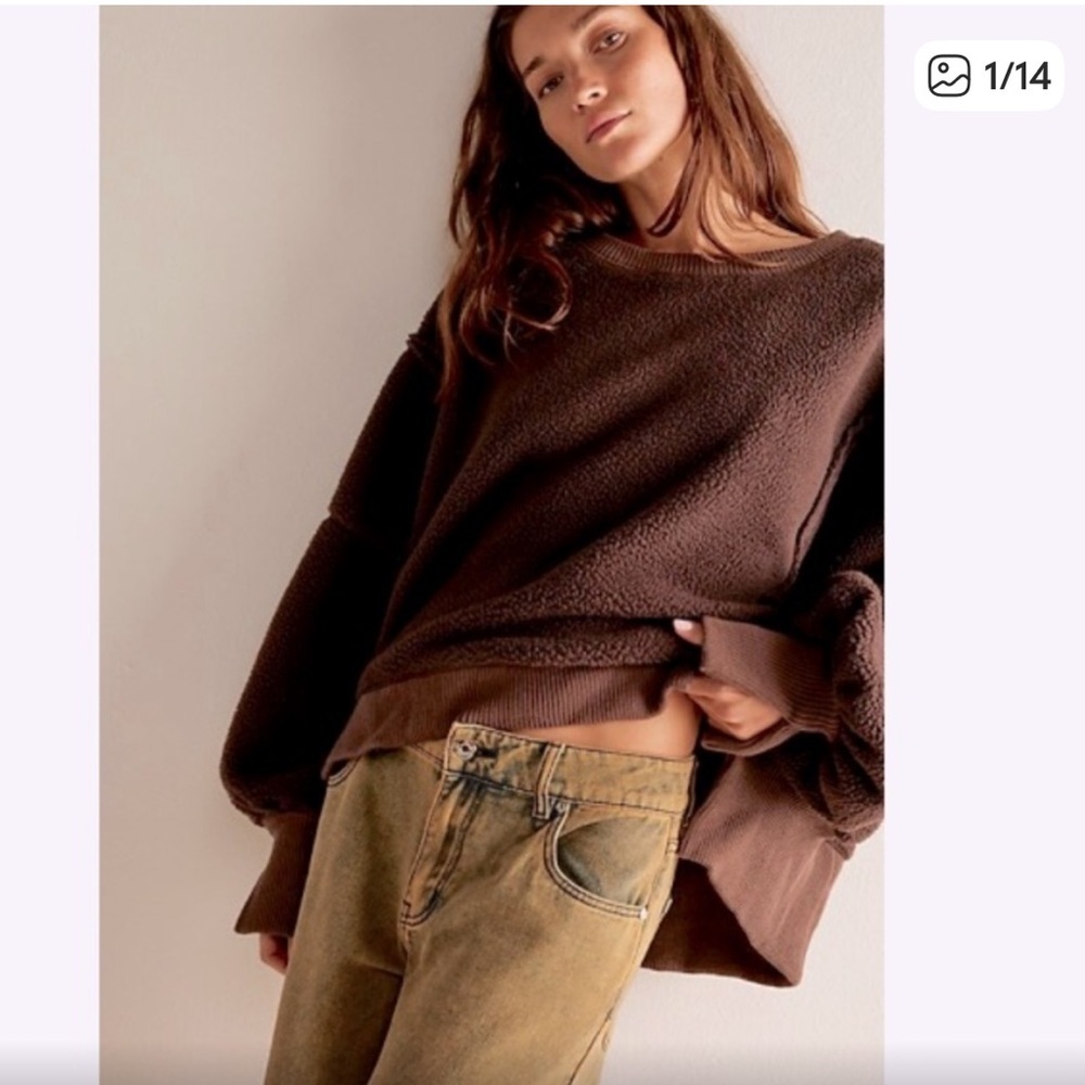 Free People Camden Fleece brown medium